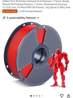 Red 3D Printer PLA Filament Spool